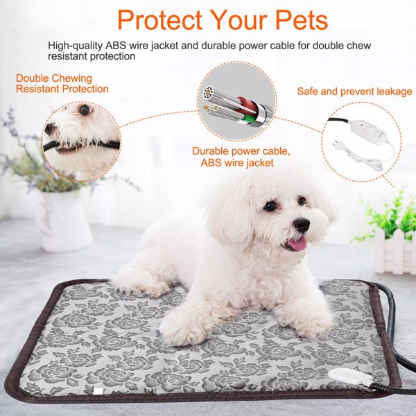 Pet Heating Pad, Waterproof Adjustable Warm Blanket, With Anti Bite Steel Rope Box - 5 - CJ
