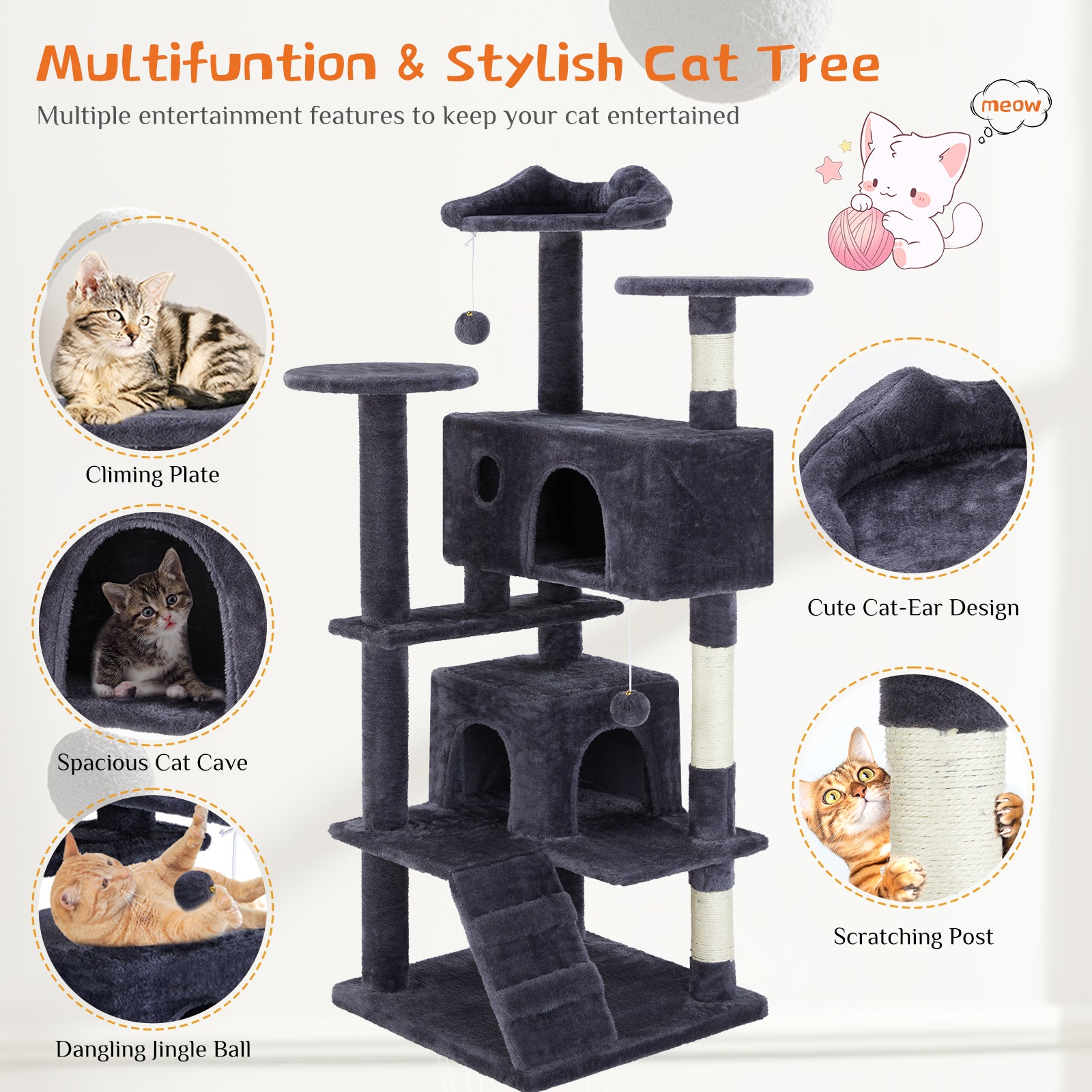 Multi Functional Cat Treehouse Cat Climbing Frame - 5 - CJ