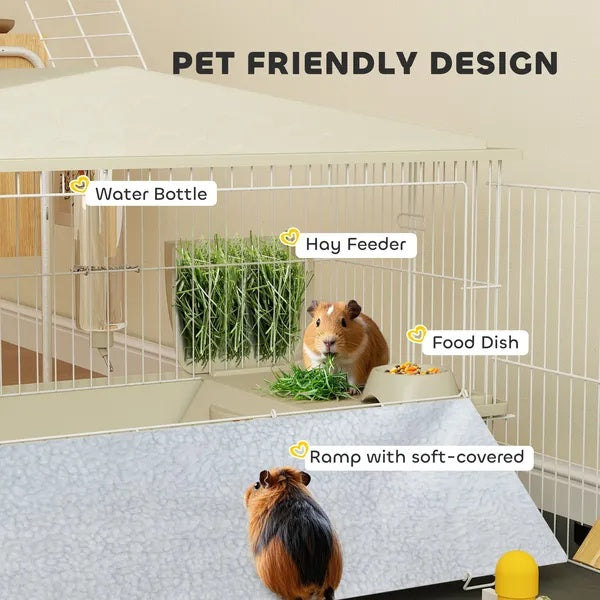 Small Animal Cage With Removable Pet Playpen, Guinea Pig Cage With Waterproof Pad - 5 - cjdroshippping