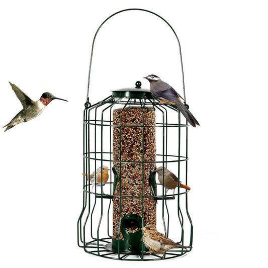 1Pc Outdoor Wild Bird Feeder Squirrel - Proof Chew - Proof Metal Hanging Seed Feeder With 4 Feeding Port For Small Songbirds - 5 - CJ