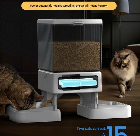 Automatic Cat Feeder With Dual Bowls Visual Timer - Controlled Portion - Adjustable Smart Pet Feeder For Cat Food - 0 - CJ