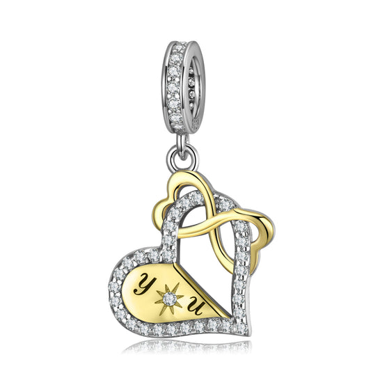 LOVE YOU Eternity 925 Sterling Silver Pendant Valentine's Day Women's Bracelet Diy Accessories Beads - 4 - CJ