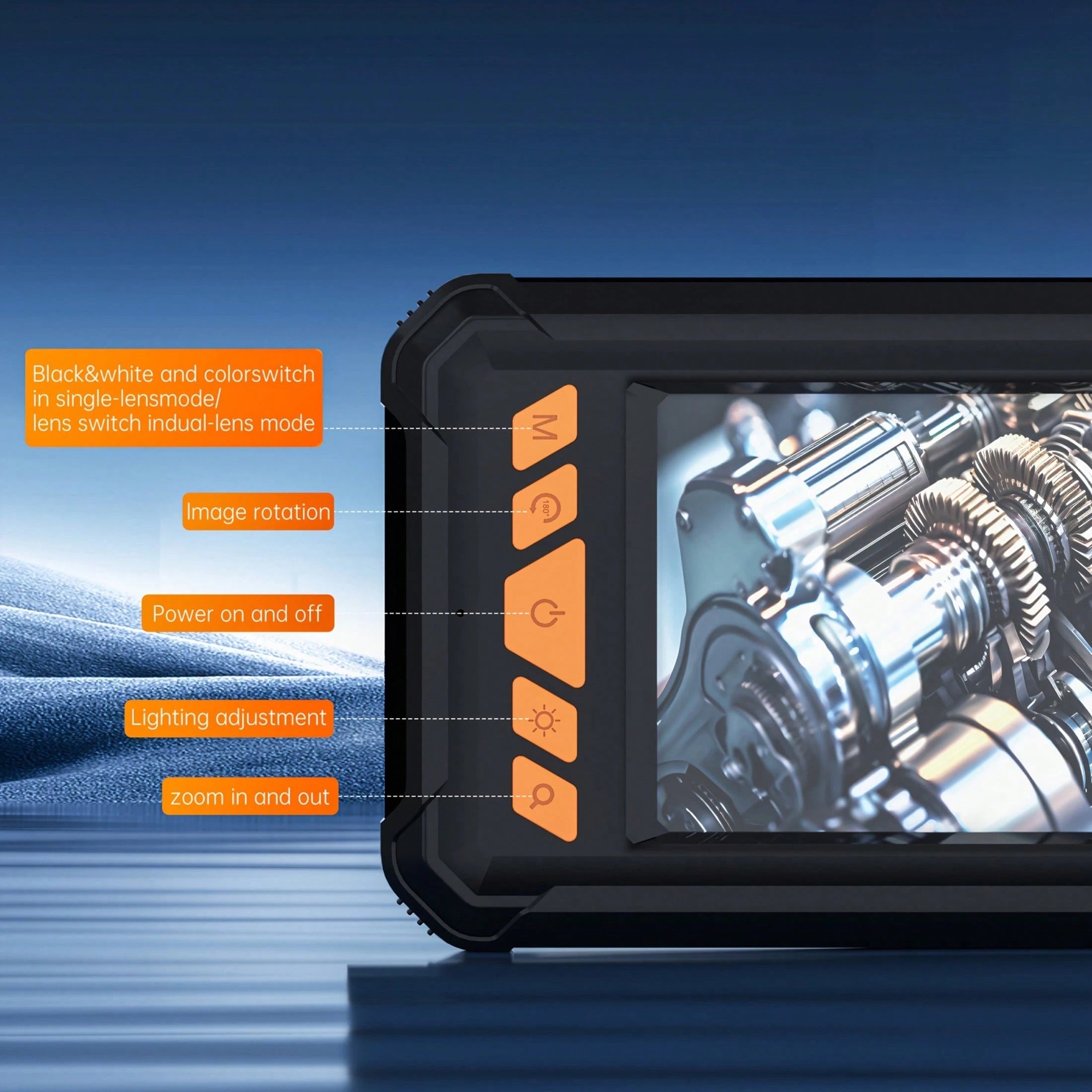 Handheld Industrial Endoscope Camera With 4.3 Inch IPS Screen IP67 HD Inspection Borescope 8 Adjustble LED - 1080P HD Borescope, - Portable Inspection Camera With Semi-Rigid Cord & Probe For, Plumbin