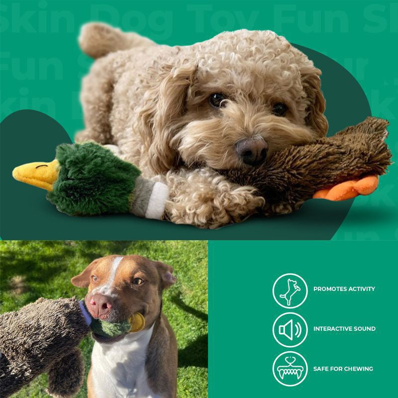 Best Pet Supplies 2 - in - 1 Stuffless Squeaky Dog Toys With Soft, Durable Fabric For Small, Medium, And Large Pets, No Stuffing For Indoor Play, Supports Active Biting And Play - 1Wild Duck - 4 - CJ