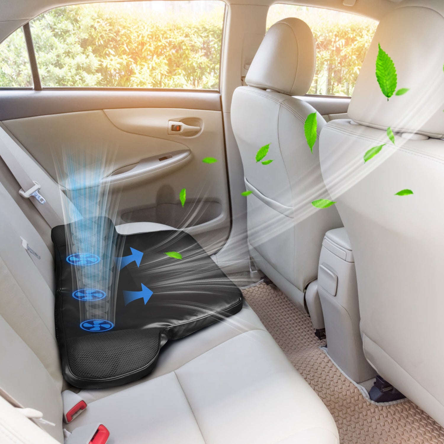 Summer Water Cooling System Seat Cushion With Fans 3 Speeds 78 Fehrenheit Constant Temperature USB Plug Portable Auto On - Off Ventilated Seat Cushion For Home Office Car - 5.0 - CJ