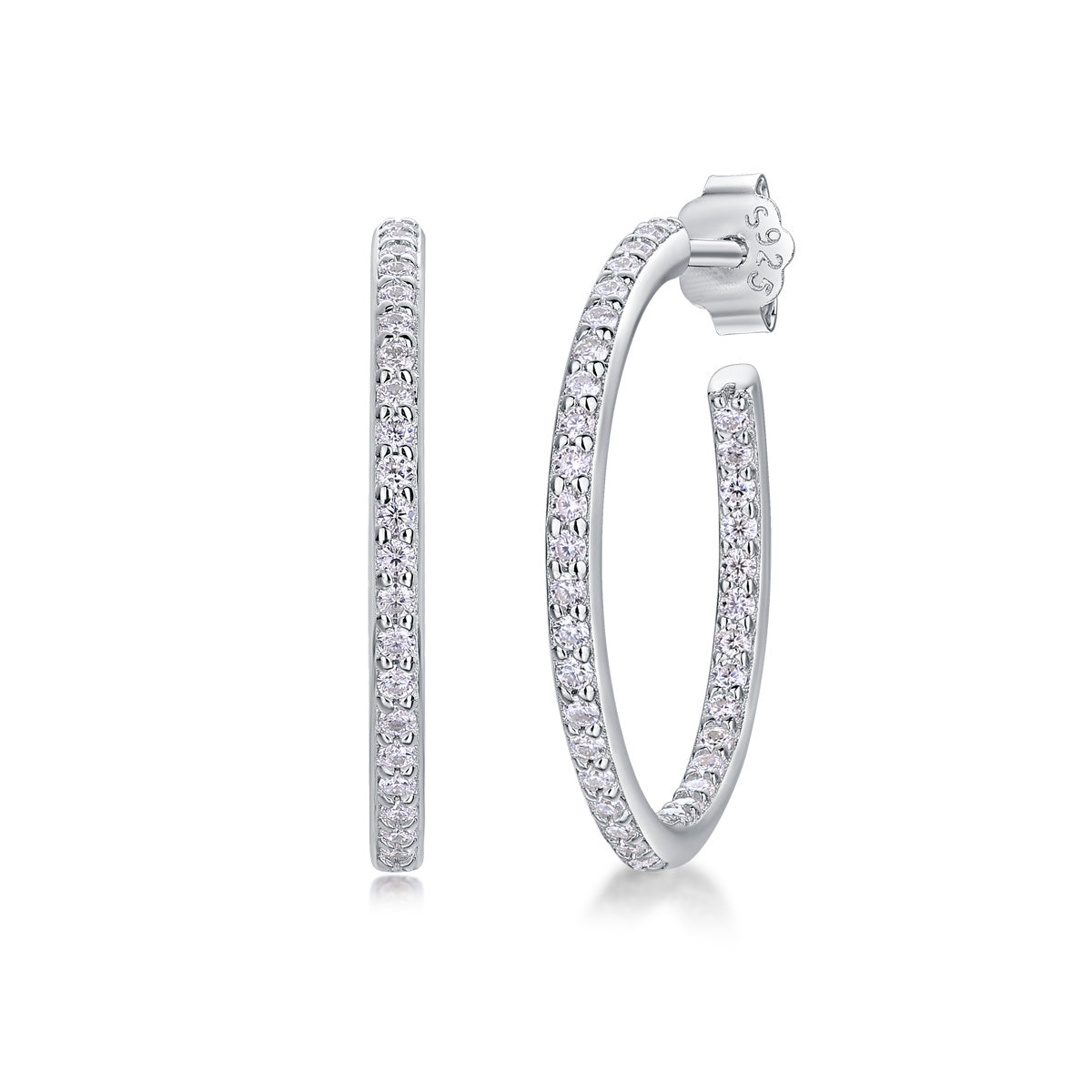 Ribbon - Square Moissanite S925 Sterling Silver Earrings With Platinum-plated Stud Earrings, A Fashionable And Luxurious Diamond Jewelry Accessory