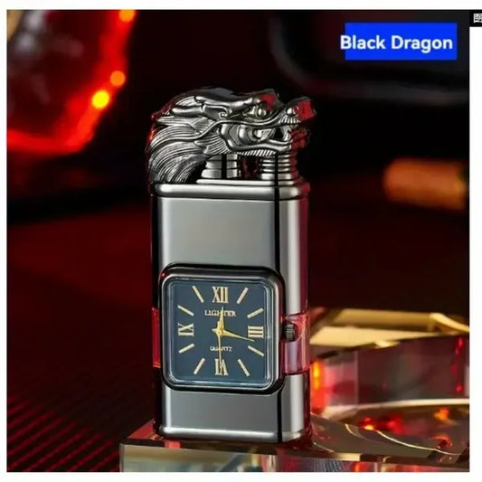 June 15 Father's Day Gift, Butane Lighter, Magic Dual Flame Lighter, Windproof Jet & Soft Flame Switchable Lighter, Quartz Dial Lighter With Inverted Flame, - 5 - CJ