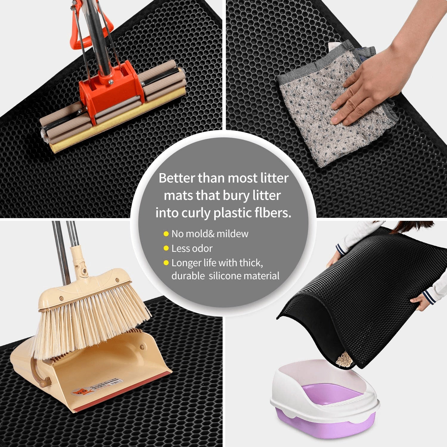 Kitty Cat Litter Mat Trapping Honeycomb Double Layer Design Waterproof Double Layer EVA Cat Litter Pad Waterproof Non - slip Sand Basin Filter Kitten Dog Washable Mattress - 5 - CJ