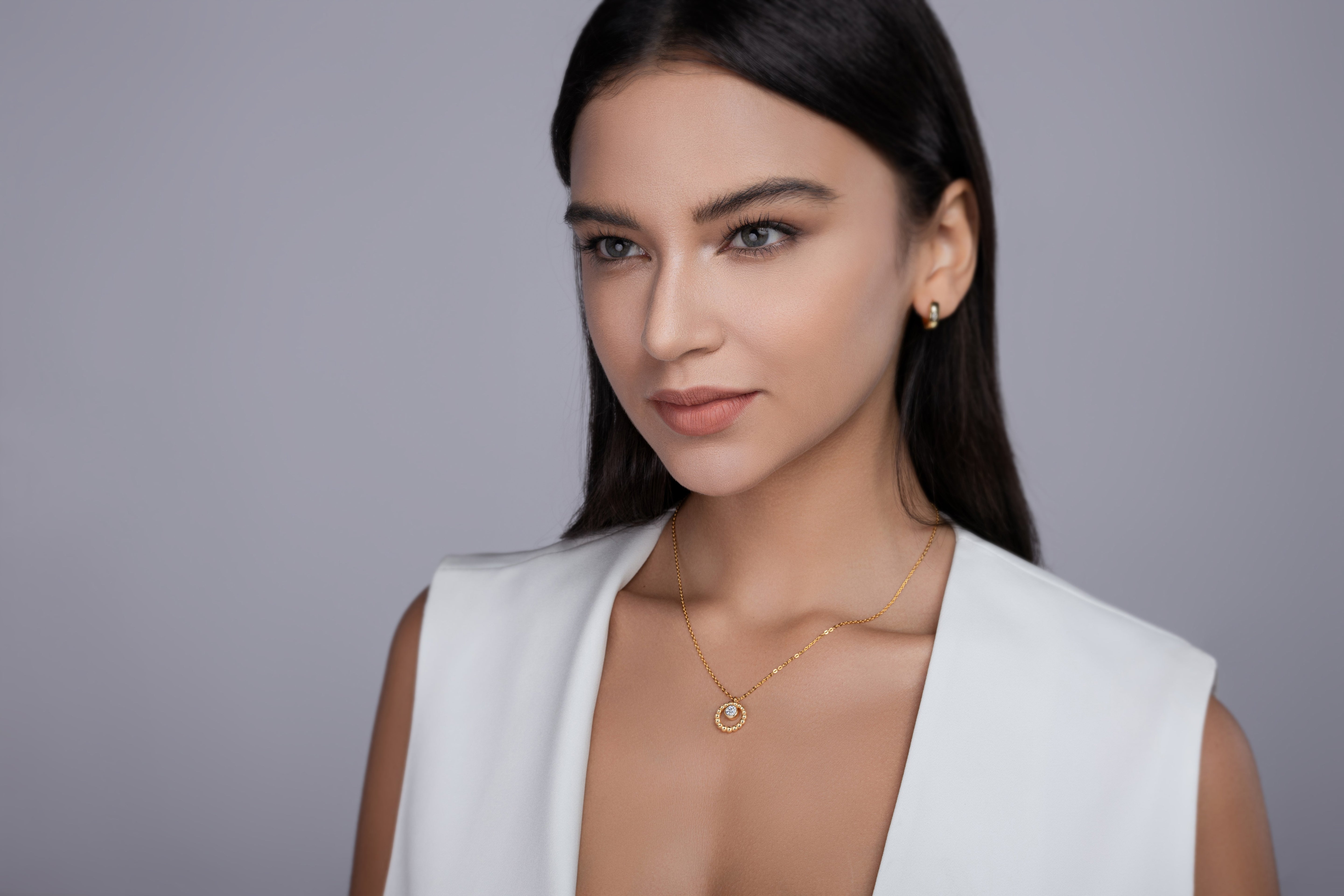 1Moon Pearl - A Fashionable And Trendy Diamond Pendant Necklace Set With 0.5 - carat Moissanite S925 Sterling Silver And Gold Plating Prohibit TikTok sales - 5 - CJ