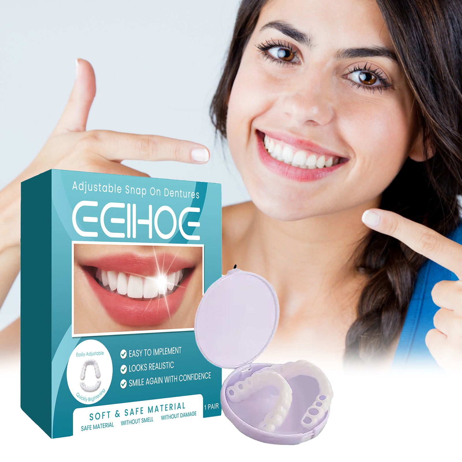 EELHOE Adjustable Snap On Dentures Temporary Gap Filling Orthodontic Dentures Kit - 5 - CJ