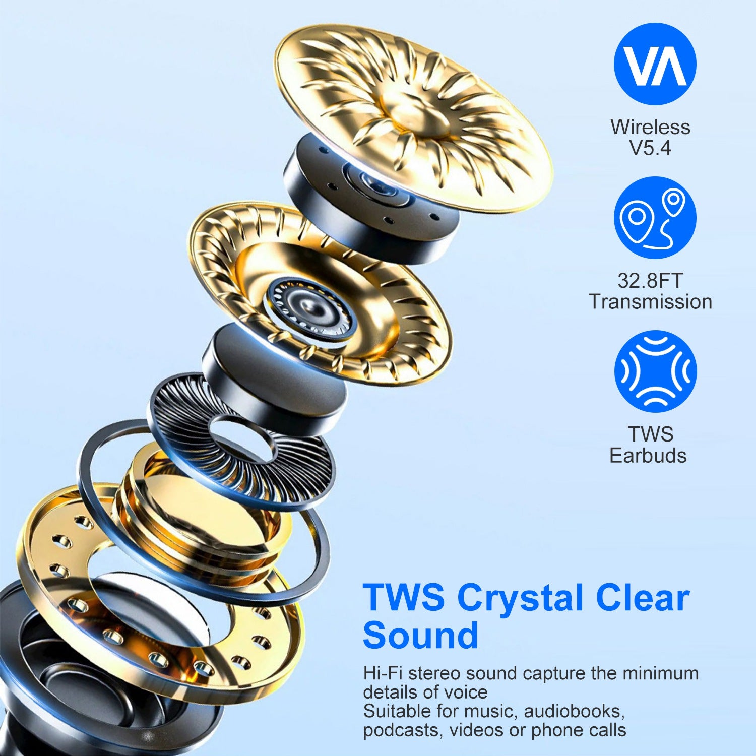 1 Set Wireless V5.4 Open Ear Earbuds With Earhook LED Display Charging Case IPX5 Waterproof 300Hrs Standby Time Touch Control Stereo Sport Headphones For Workout Running - 5 - CJ