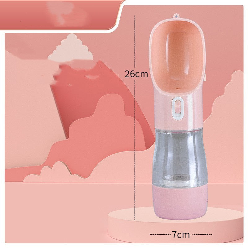 Pet Dog Water Bottle Feeder Bowl Portable Water Food Bottle Pets Outdoor Travel Drinking Dog Bowls Water Bowl For Dogs - 0 - CJ - Pink Water bottle 240ml Grain - Solid color - CJHS162047422VE
