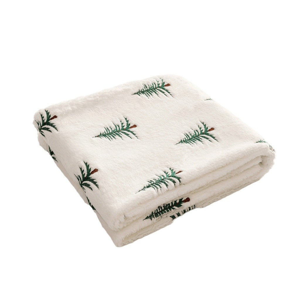 Christmas Plush Sofa Blanket Christmas Tree Embroidery Throw Living Room Sofa Decoration - 0 - CJ