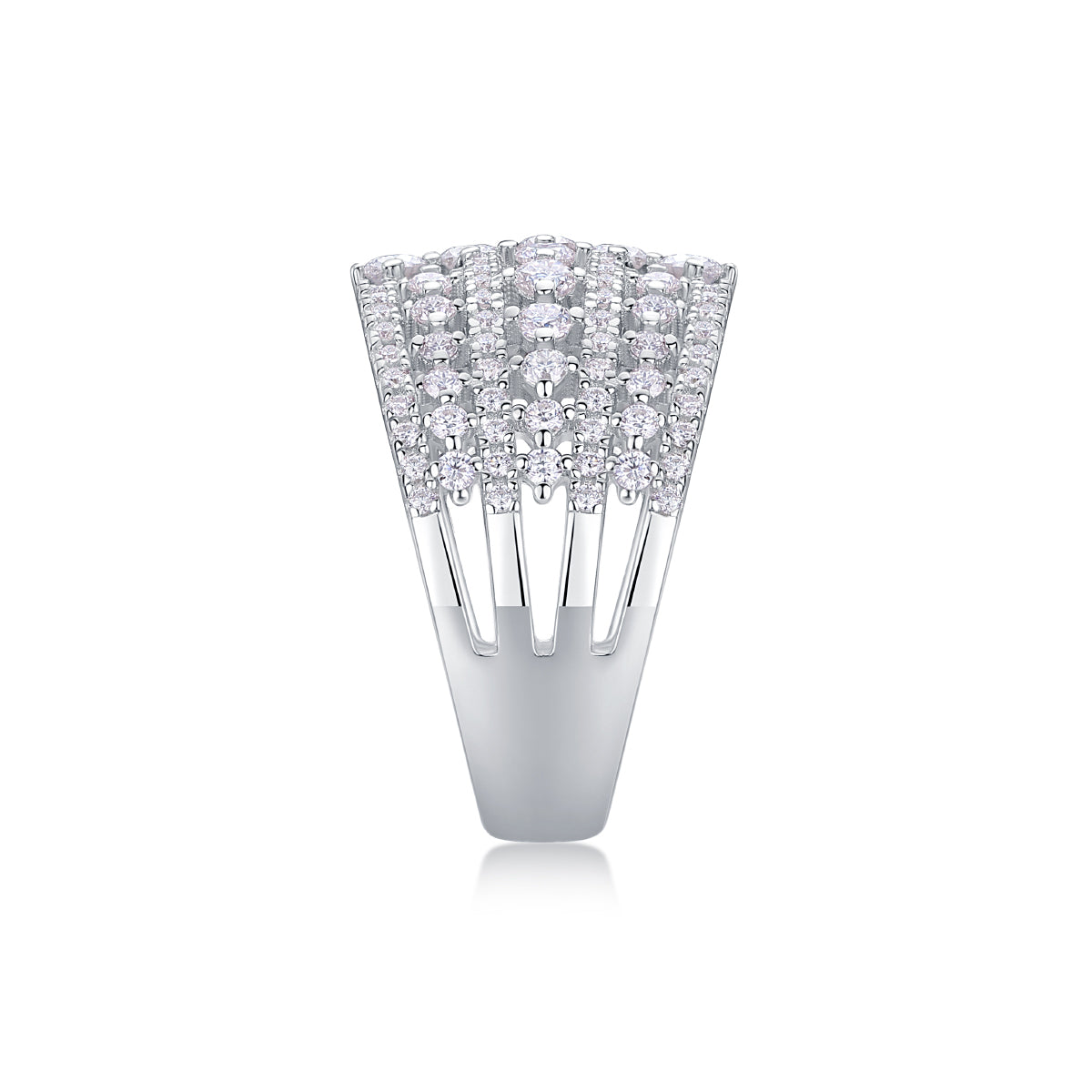 1Many Diamonds Are Arranged Luxuriously Fashionable Moissanite Silver Rings Prohibit TikTok sales - 5 - CJ