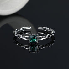 S925 Sterling Silver Emerald Zircon Chain Ring - 4 - CJ