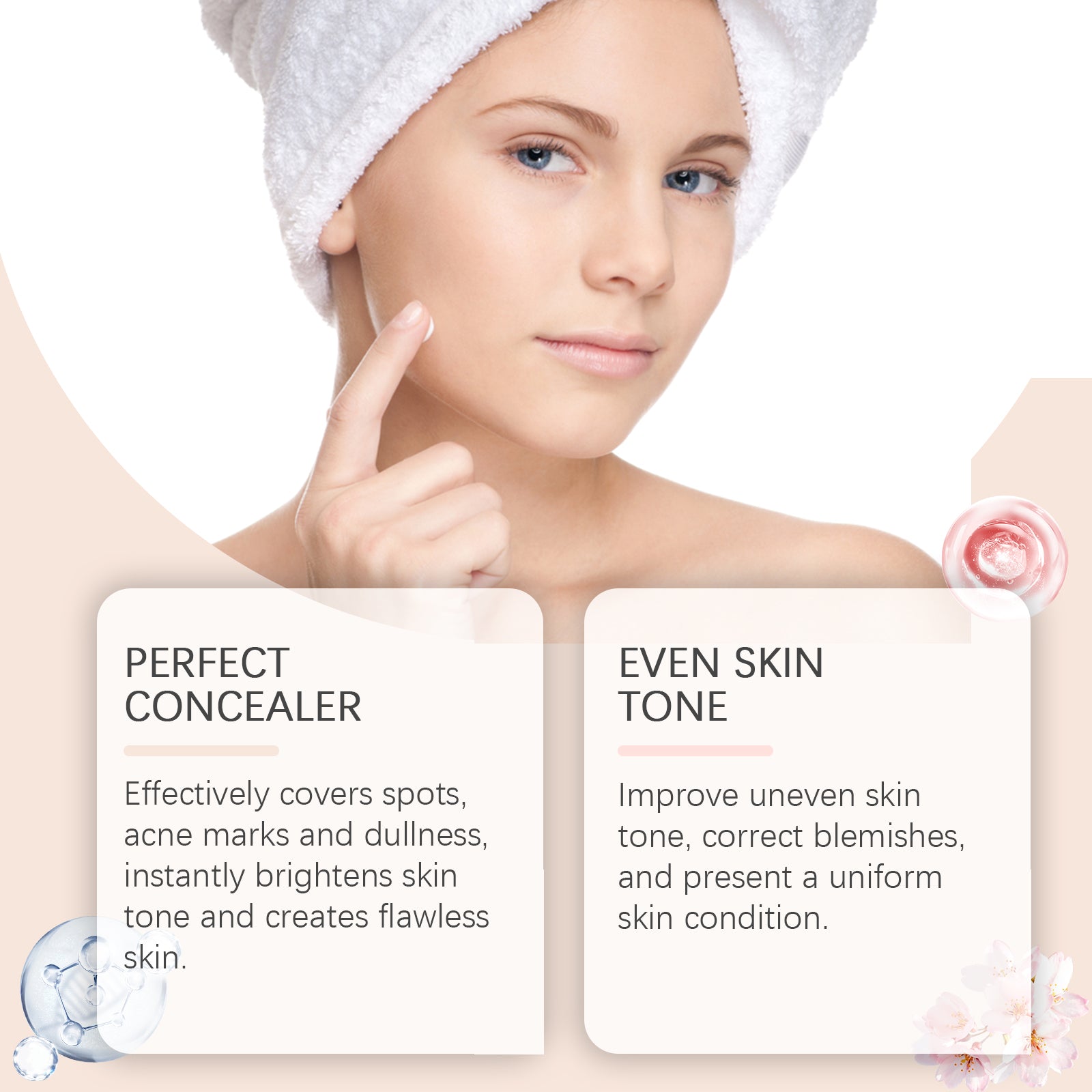 Eelhope Concealer Light Cover Natural, Refreshing And Moisturizing Delicate Nude Makeup Lazy Face Cream