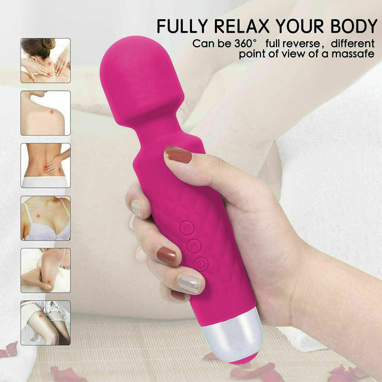 Magic Massage Wand Muscle Relaxation Massager 20 Speed Vibrating Full Body Therapy Motor USB Rechargeable - 5 - CJ