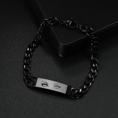 Personalized Human Eye Bracelet DIY Laser Engraved Stainless Steel Couple Bracelet Engraved Portrait Bracelet - 7 - CJ - Black - Photo - CJSL210286105EV