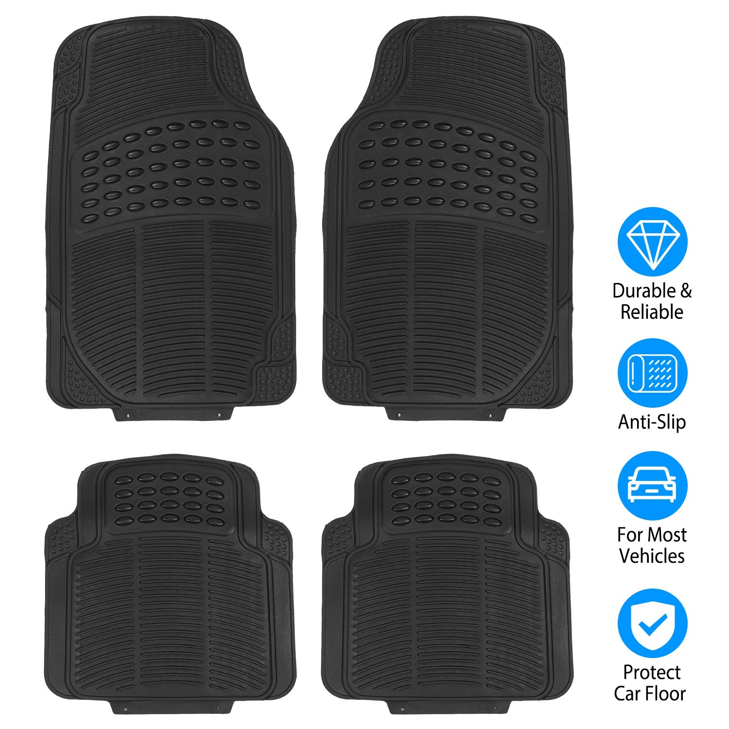 1Set Automotive Floor Mats With Front And Rear PVC Rubber Floor Mats Heavy Duty Drive Vehicle Car Mats With Trimmable Design Fit Most Cars SUVs Trucks - 5 - CJ