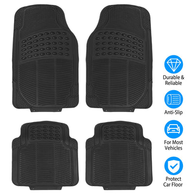 1Set Automotive Floor Mats With Front And Rear PVC Rubber Floor Mats Heavy Duty Drive Vehicle Car Mats With Trimmable Design Fit Most Cars SUVs Trucks - 5 - CJ