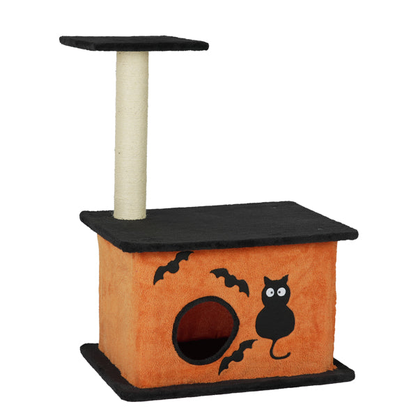 Halloween Cat Tree, Cat Tower Cat Tree For Indoor Cats With Spacious Cat Condo, Large Platform, Sisal Scratching Post, Orange & Black - 5 - cjdroshippping