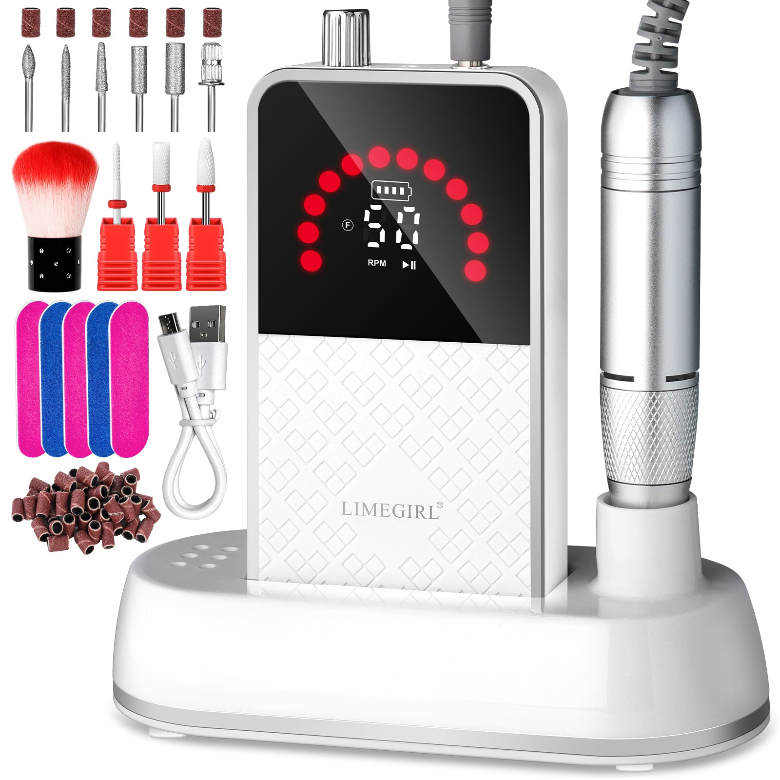 50000RPM Professional Electric Nail File Kit - Rechargeable Cordless Nail Drill For Acrylics Gel Nails, Portable E File Machine With 6 Bits For Home Salon Manicure Pedicure Care - 5 - CJ