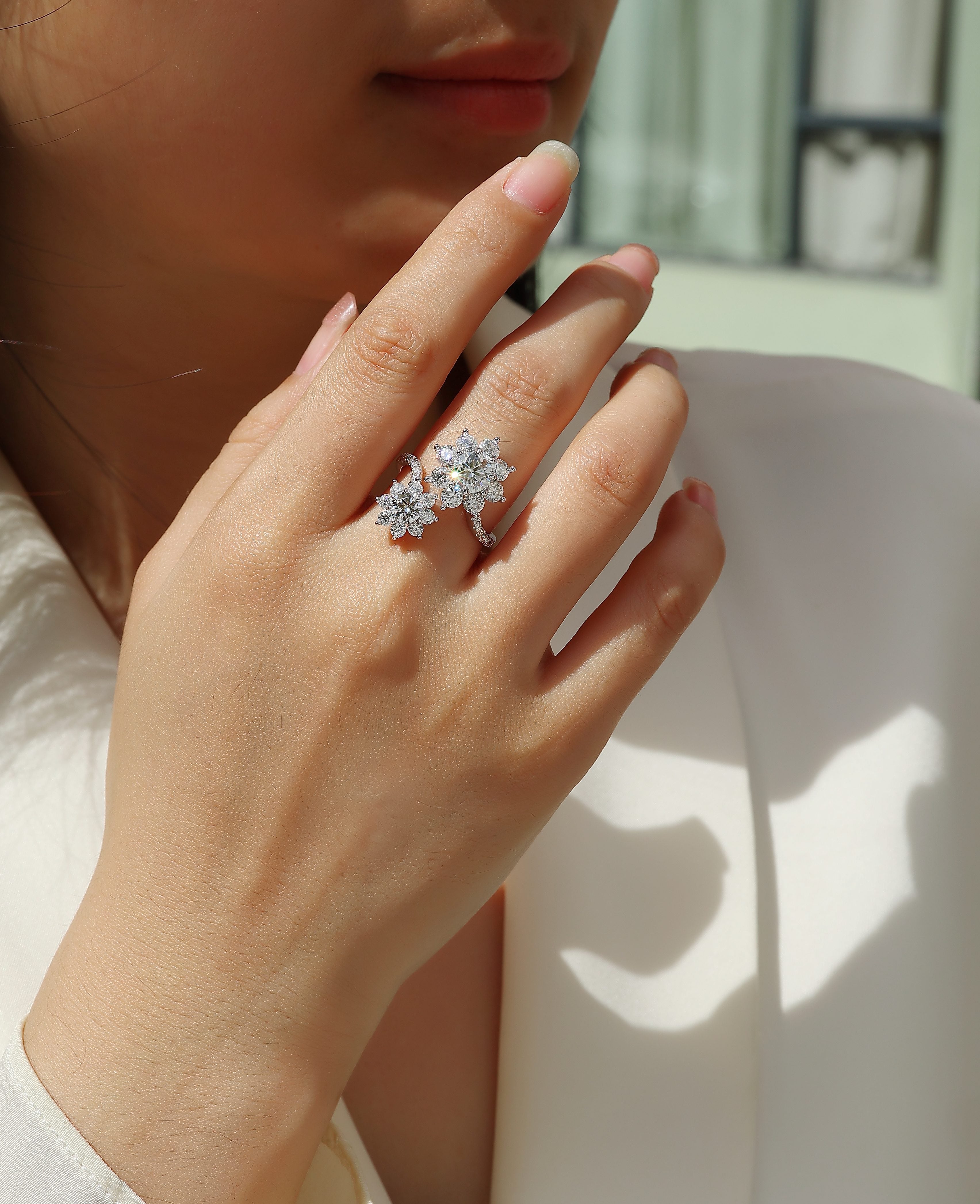 1Petal Morning Dew - A Fashionable Diamond Jewelry Piece Set With 1 - carat Moissanite S925 Sterling Silver And Platinum Diamond Ring Prohibit TikTok sales - 5 - CJ
