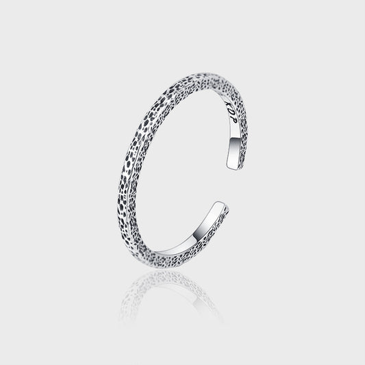 Sterling Silver 925 Cold Texture Style Retro Style Simple Ring - 4 - CJ