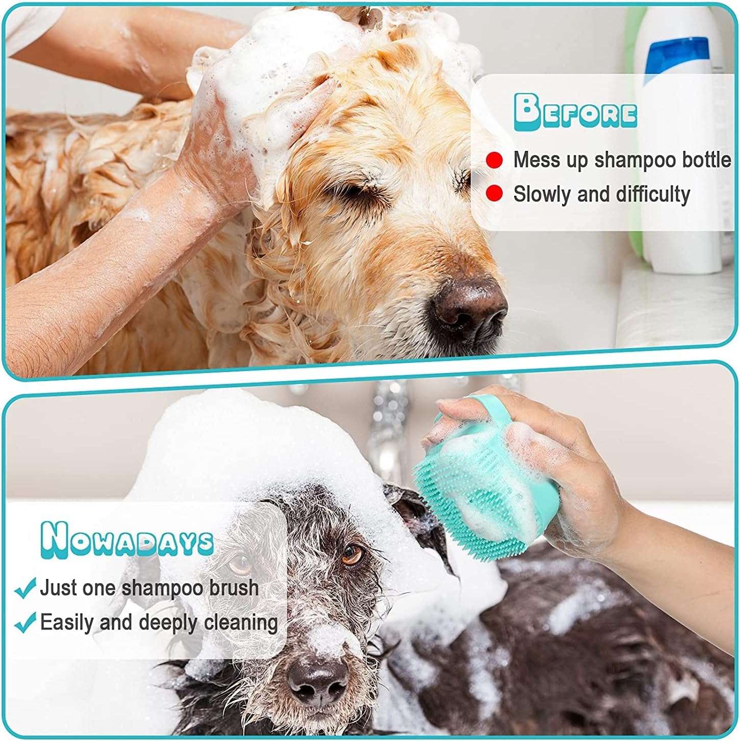 7pcs Pet Grooming Kit, Self - Cleaning Brush Shedding Kit With Nail Clipper, Flea Comb, Shampoo Bath Brush, Finger Toothbrush - 5 - CJ
