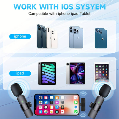 Wireless Lavalier Lapel Microphone For IPhone IPad Professional Wireless Clip Mic - Cordless Omnidirectional Condenser Recording Mic For Interview Video Podcast Vlog YouTube - 5 - CJ