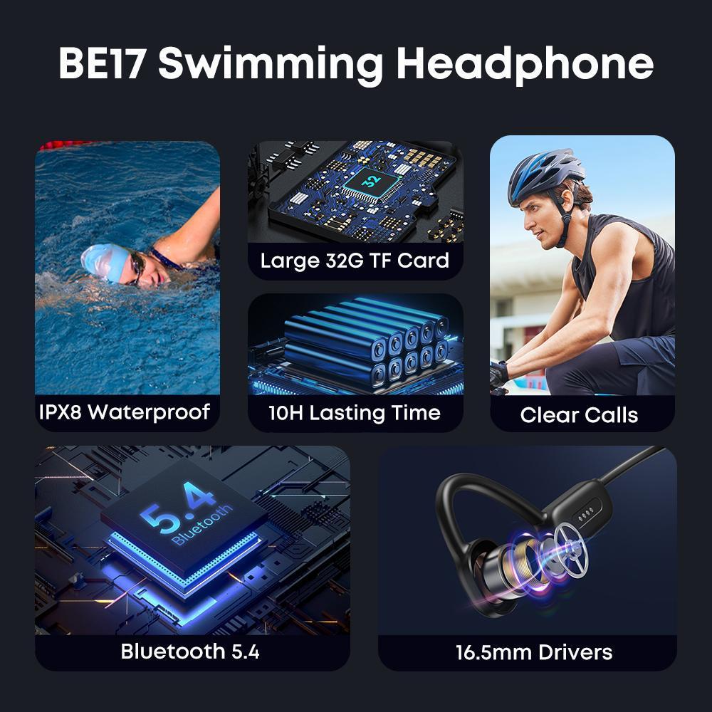 IPX8 Waterproof Headphones, Swimming - specific Bluetooth Headphones, Sports Wireless Earbuds With 32G TF Card, Stereo Bone Conduction Headphones - 5 - CJ