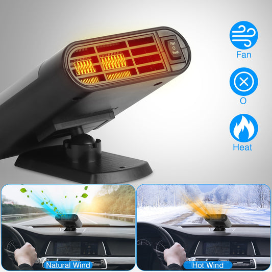 24V 200W Or 12V 150W Portable Car Heater Heating Fan 2 In 1 Defroster Defogger Demister Windshield Heater Automotive Cooling Fan With 360 Degree Rotating Base - 5.0 - CJ