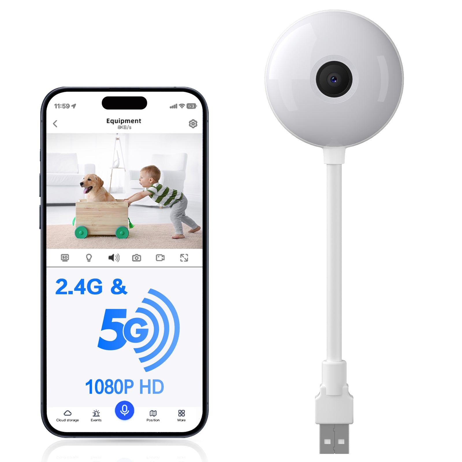 2K Video Lollipop Shape WiFi Baby Monitor Pet Cam Window Cam 1080p Audio Wifi AI Smart Camera - 5 - CJ
