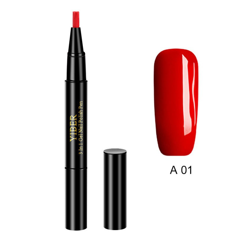 5pcs Nail Polish Pen 3 In 1 One Step Glue Pen Multicolor - 0 - CJ