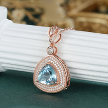 S925 Silver Necklace Women's Versatile Light Blue Topaz Inlaid Fat Triangle Pendant Collar Chain - 4 - CJ