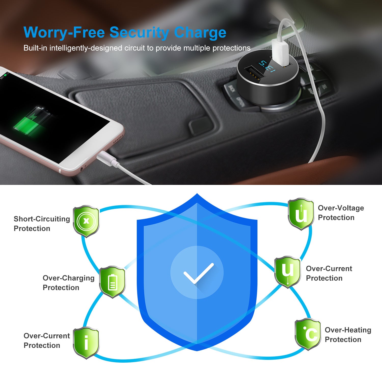 Universal 15W - 3.1A Dual USB Car Charger Adapter Aluminum Alloy Fast Car Charging Adapter For IOS Phone XR XS Tablet PC - 5 - CJ