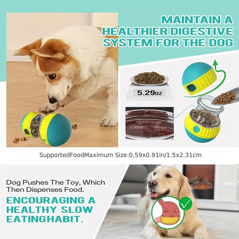 Adjustable Treat Dispenser Toy For Dogs - Interactive IQ Stimulator Slow Feeder For Boredom - Free Fun Puppy Toy Adjustable Food Dispensing Treat Dispenser Dogs Puzzles Feeder - 5 - CJ