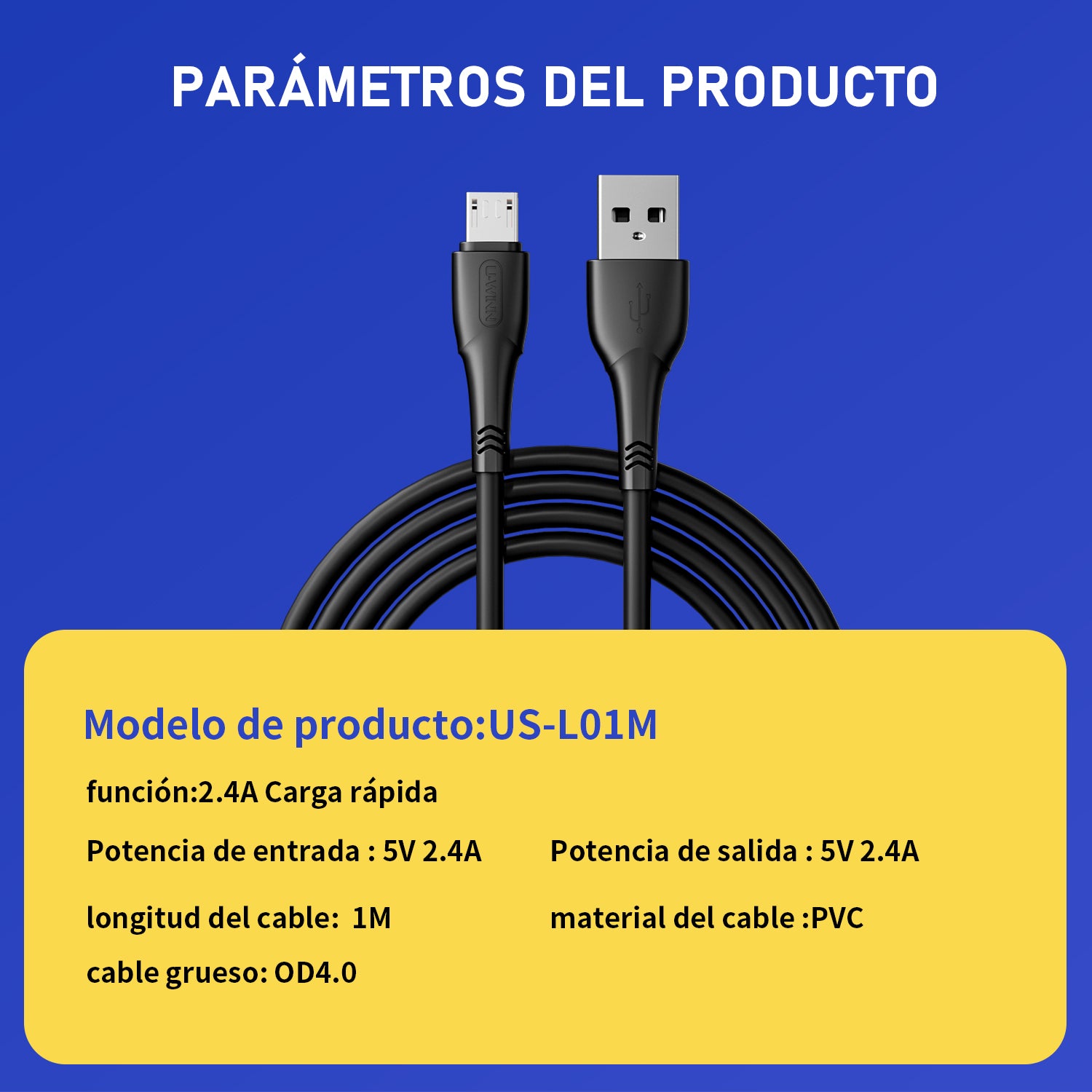 L01 Micro USB Cable 2.4A 1M Black USB 3.0 UWINN - 5 - CJ
