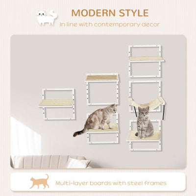 PawHut 6 - pc Modern Cat Wall Shelves For Indoor Cats, Height Adjustable Jumping Platforms - 5 - CJ