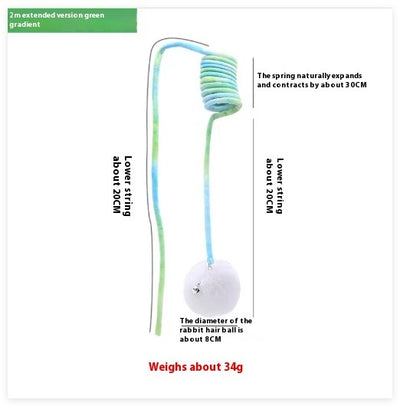 Cat Toy Self - Hi Sucker Spring Rabbit Hair Ball Interactive Play Pet Supplies Interactive Toys - 0 - CJ - Green gradient - Spring rabbit fur ball - CJMY153256509IR