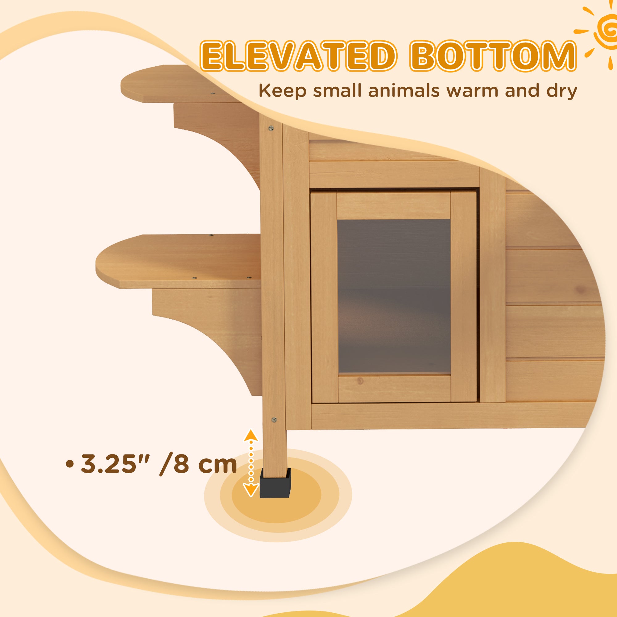 2 - Story Wooden Outdoor Cat House Feral Shelter With Escape Door Asphalt Roof 4 Platforms Natural - 5 - CJ