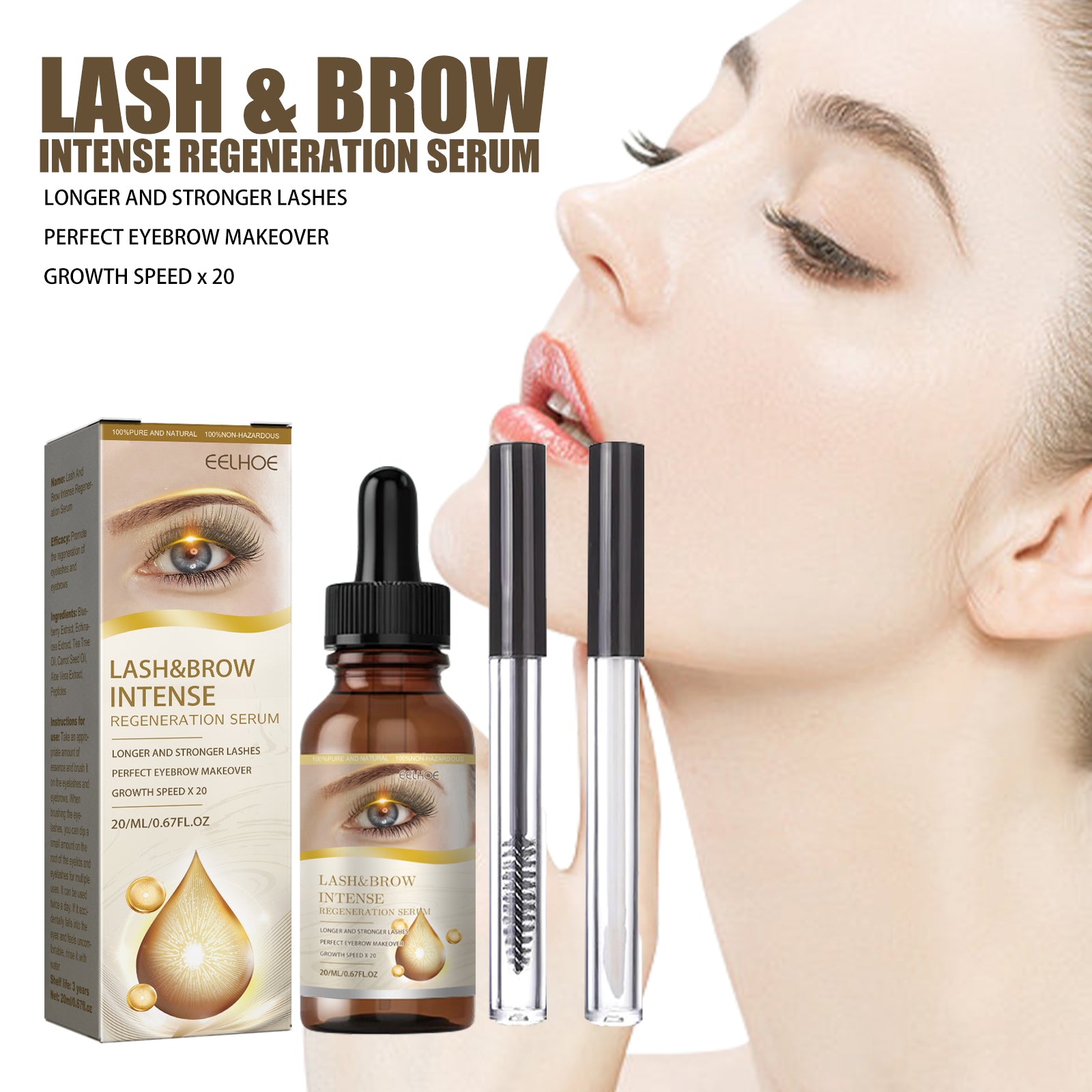 EELHOE Mascara - Gentle, Traceless, Lengthening, Curling, And Beautifying Eyelash Liquid For Lush And Dark Eyebrows - 5 - CJ