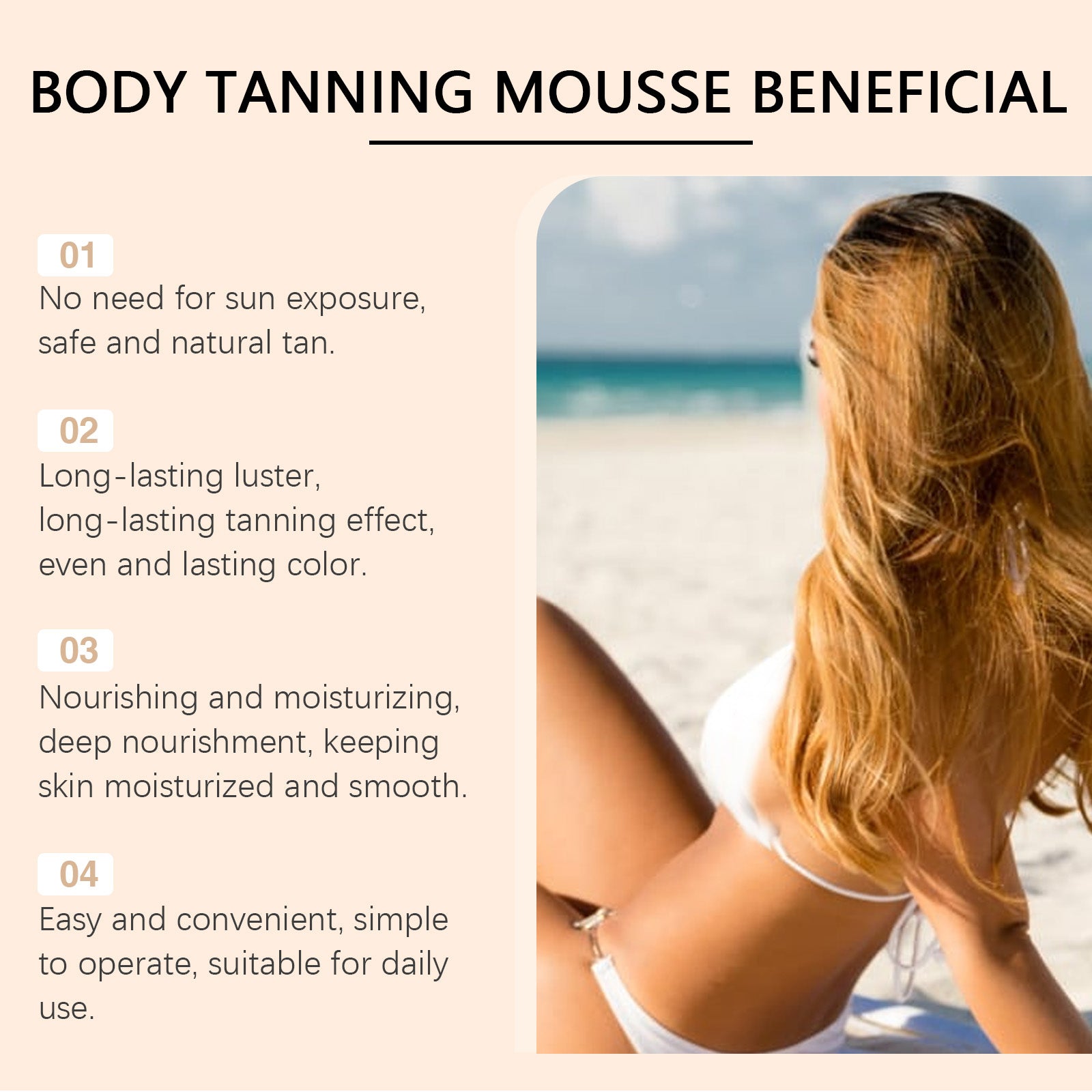 OUHOE Black Body Mousse Summer Tanning Bronzer Moisturizes And Equalizes Skin Tone With A Dark Mousse - 5 - CJ