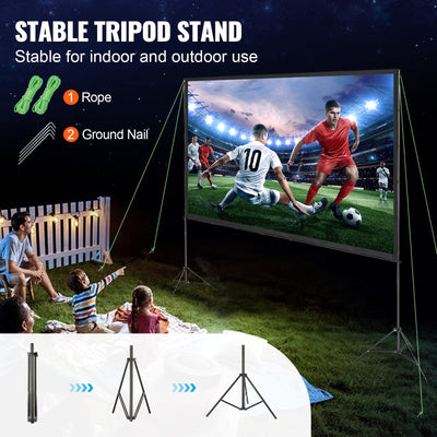 Projector Screen With Stand, 120 Inch 16:9 4K 1080 HD Outdoor Movie Screen With Stand, Wrinkle - Free Projection Screen With Tripods And Carry Bag, For Home Theater Cinema Backyard Movie Night - 5 - CJ