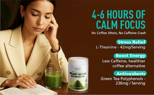 Matcha - Ceremonial Grade Organic Matcha Green Tea Powder,Premium First Harvest Unsweetened,1 0 0 Pure Matcha ForLattes,Smoothies,and Baking 60g 2.1oz - Ships From US - Tea - Coffee Mate - 5 - CJ