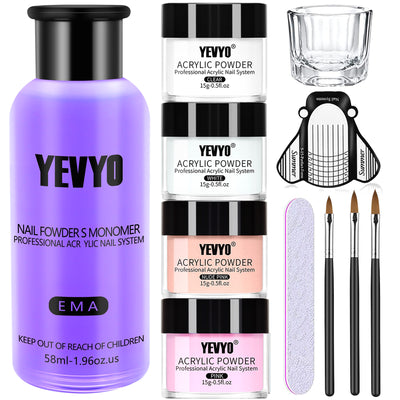 Acrylic Nail Kit, Acrylic Powder And Liquid Set, With Clear, Nude, Pink, White Nail Powder And Monomer, Professional Acrylic Nail Brush Nail Forms For Acrylic Nails Extension, Beginner And Home DIY - 5 - CJ
