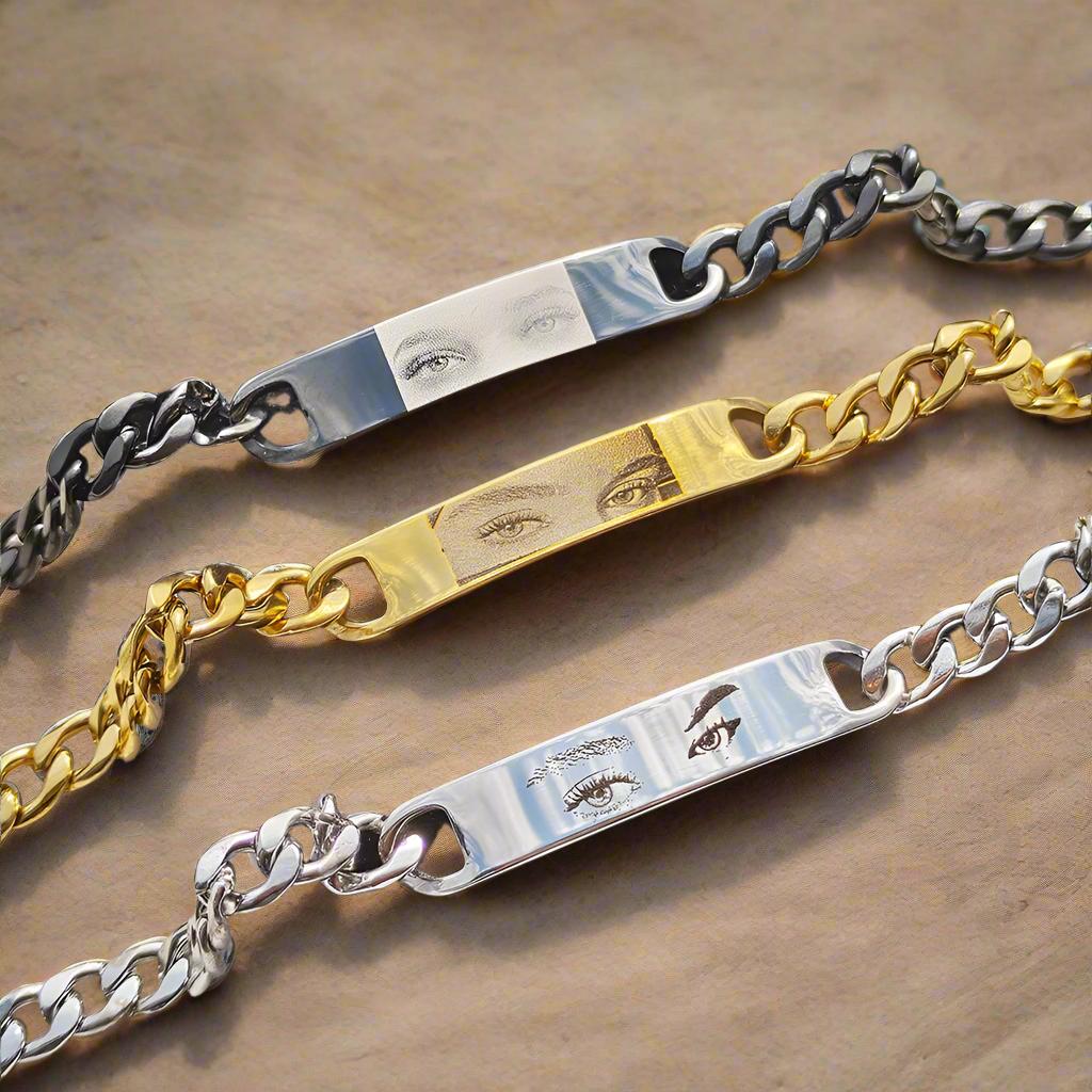 Personalized Human Eye Bracelet DIY Laser Engraved Stainless Steel Couple Bracelet Engraved Portrait Bracelet - 7 - CJ