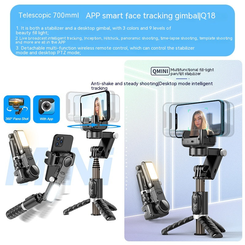 Phone Stand For Live Streaming Anti - shake Retractable Camera Smart Head Stabilizer Hand - held Selfie Stick - 0 - CJ