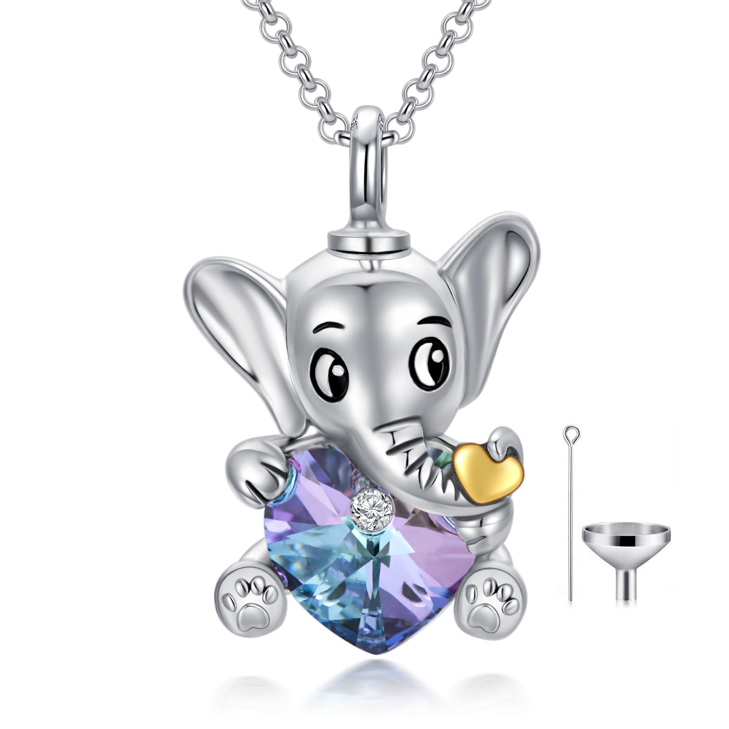 Elephant Urn Necklaces Sterling Silver Heart Cremation Memorial Keepsake Necklace Jewelry Gifts for Women
