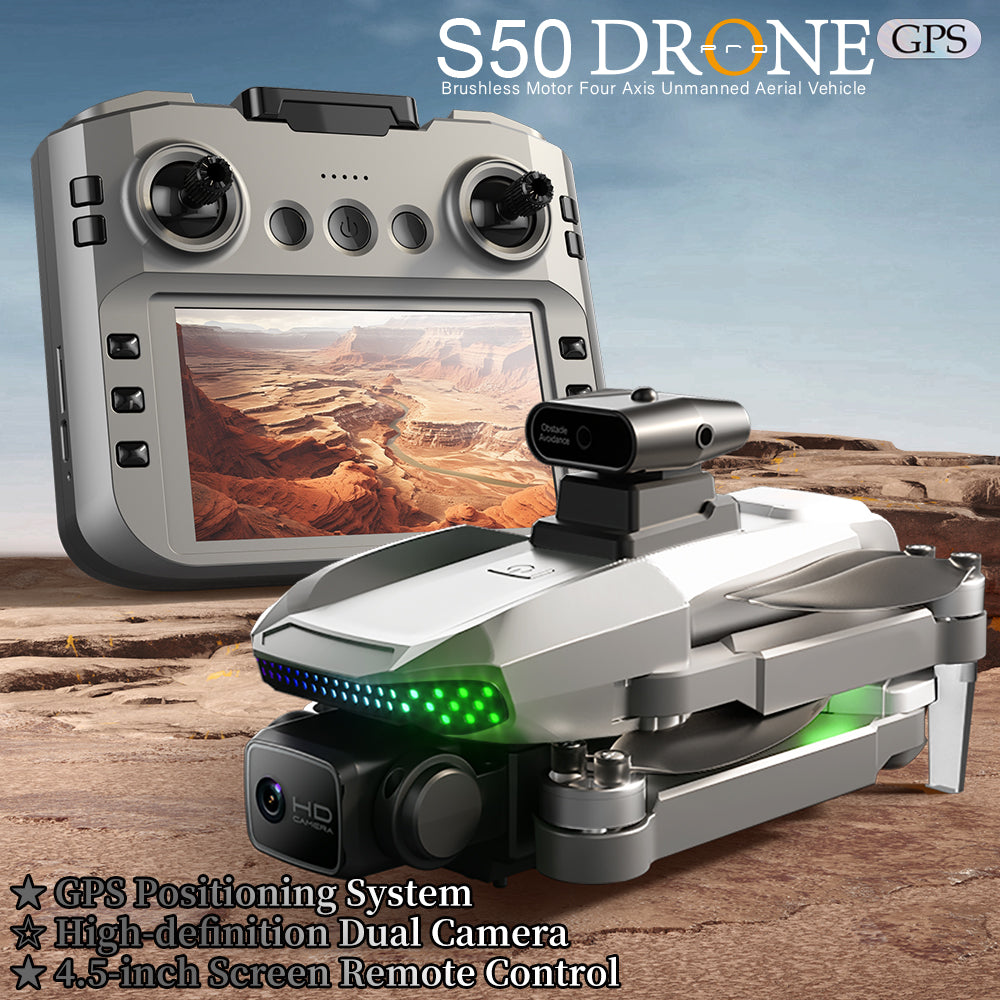 S50 PRO GPS Drone With 2 Batteries, 4.5 - inch Large Screen Remote, Real - Time HD Camera, Obstacle Avoidance, Extended Flight Time - 5 - CJ